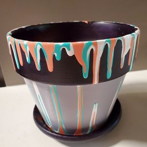 Hand Painted Terrra Cotta Flower Pot